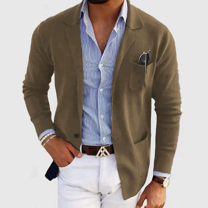 Men's Knitted Blazer Elegant With Practical Pockets