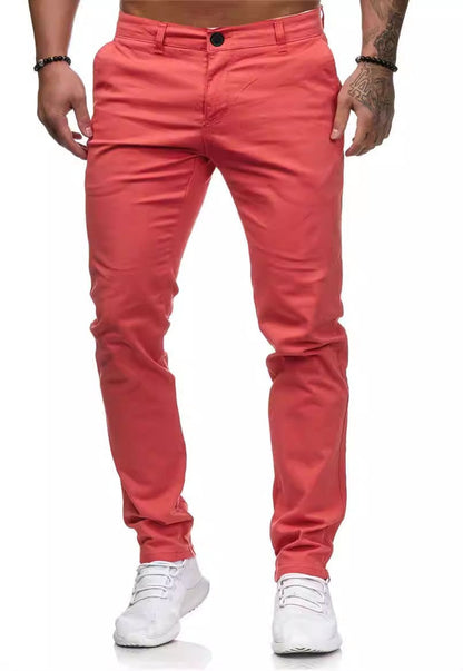Men's Slim-Fit Chino Trousers Elegant Comfortable