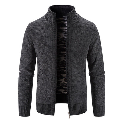 Men's Cardigan High Collar Practical Zipper Pockets