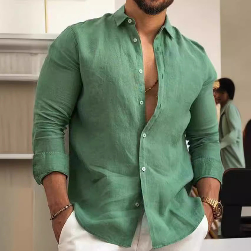 Herren Leinenhemd Sommer Bequem Elegant - IdealeKleiden