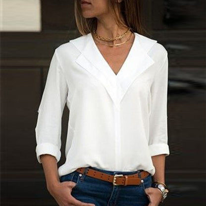 Elegante Damenbluse V-Ausschnitt Raffiniert - IdealeKleiden