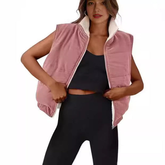 Damen Steppweste Weich Fleece Elegant - IdealeKleiden