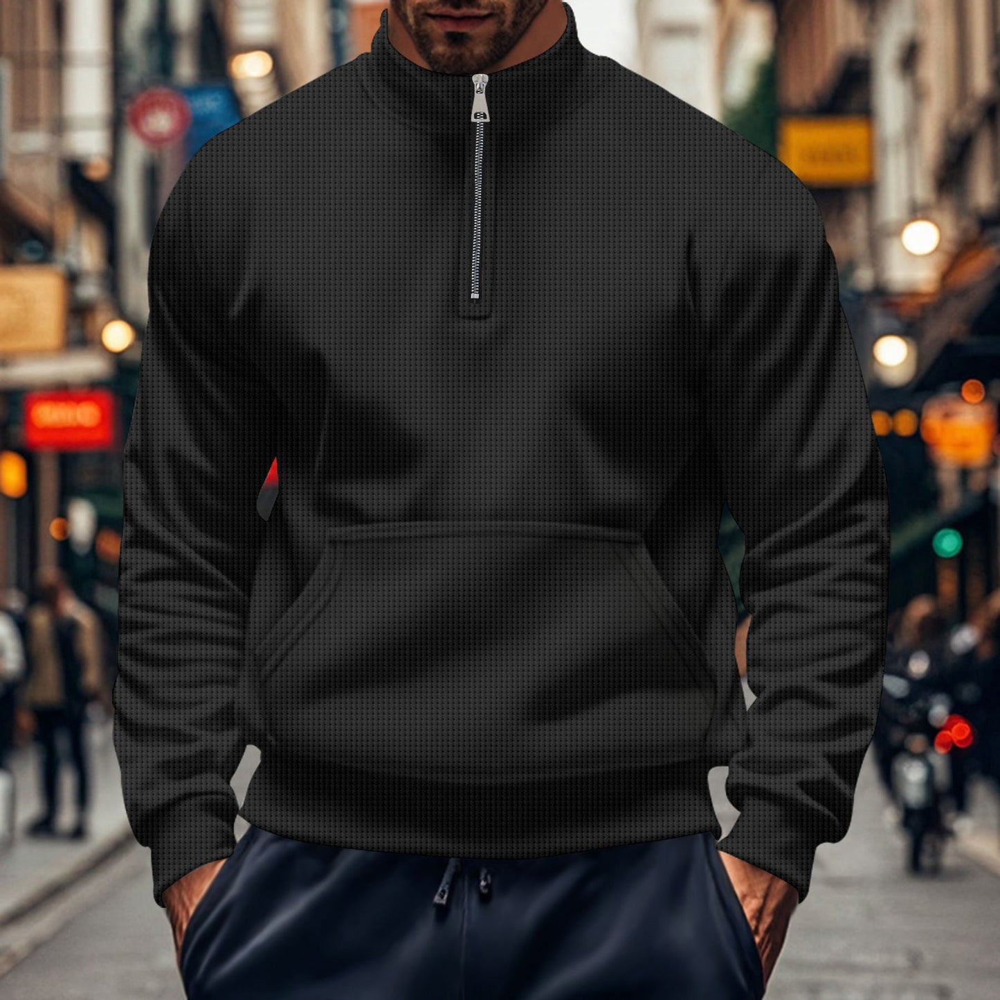 Comfortable kangaroo pocket cotton relaxed fit