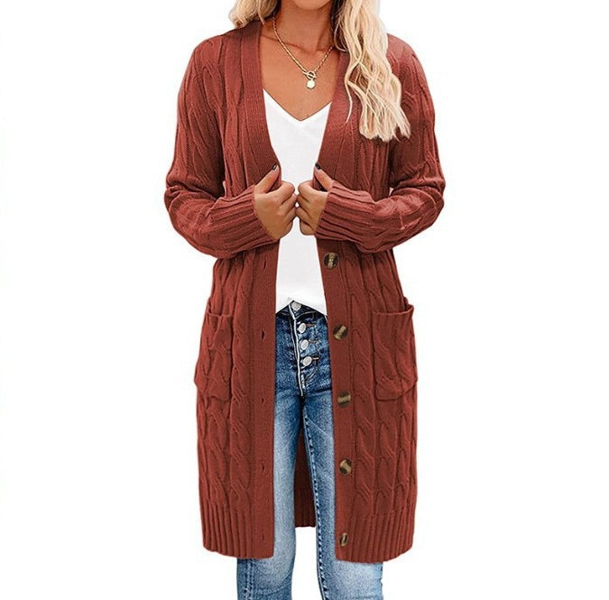 Women's Cardigan Chunky Knit Warm with Pockets and Buttons