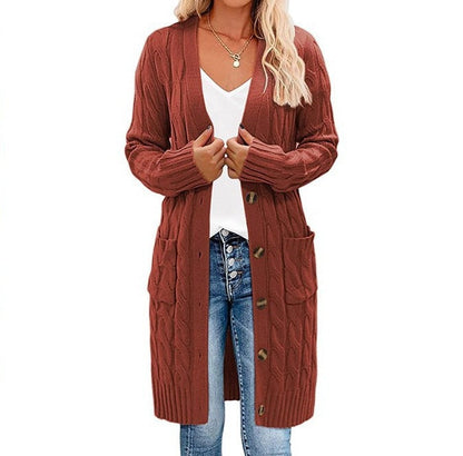 Women's Cardigan Chunky Knit Warm with Pockets and Buttons