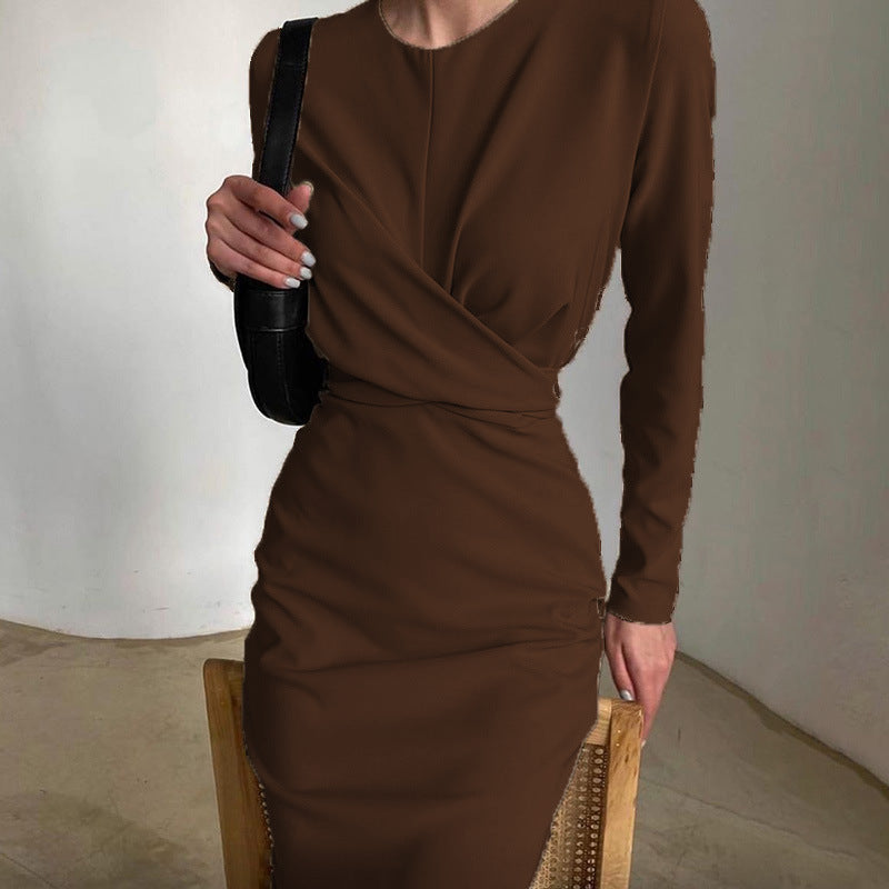 Women's Wrap Dress Elegant Long Sleeve Flowy Cut