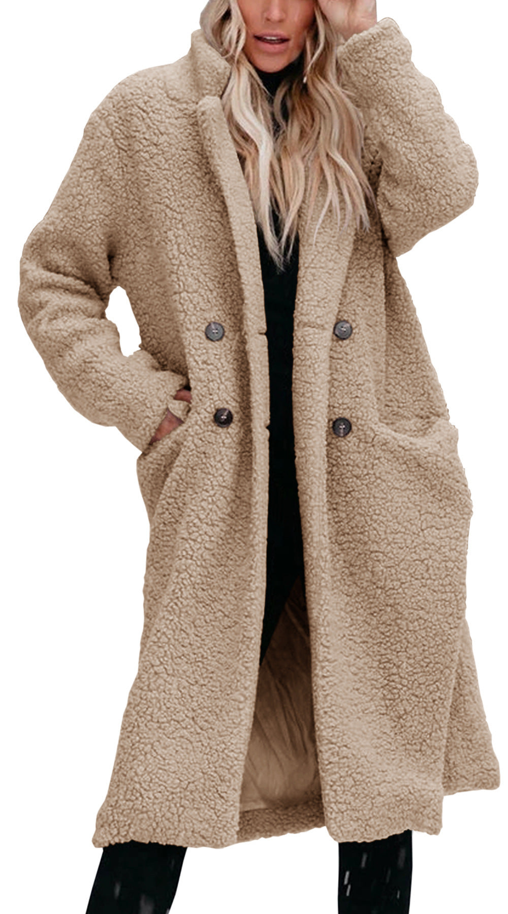 Damen Mantel Teddy Style Knöpfe Elegante Optik