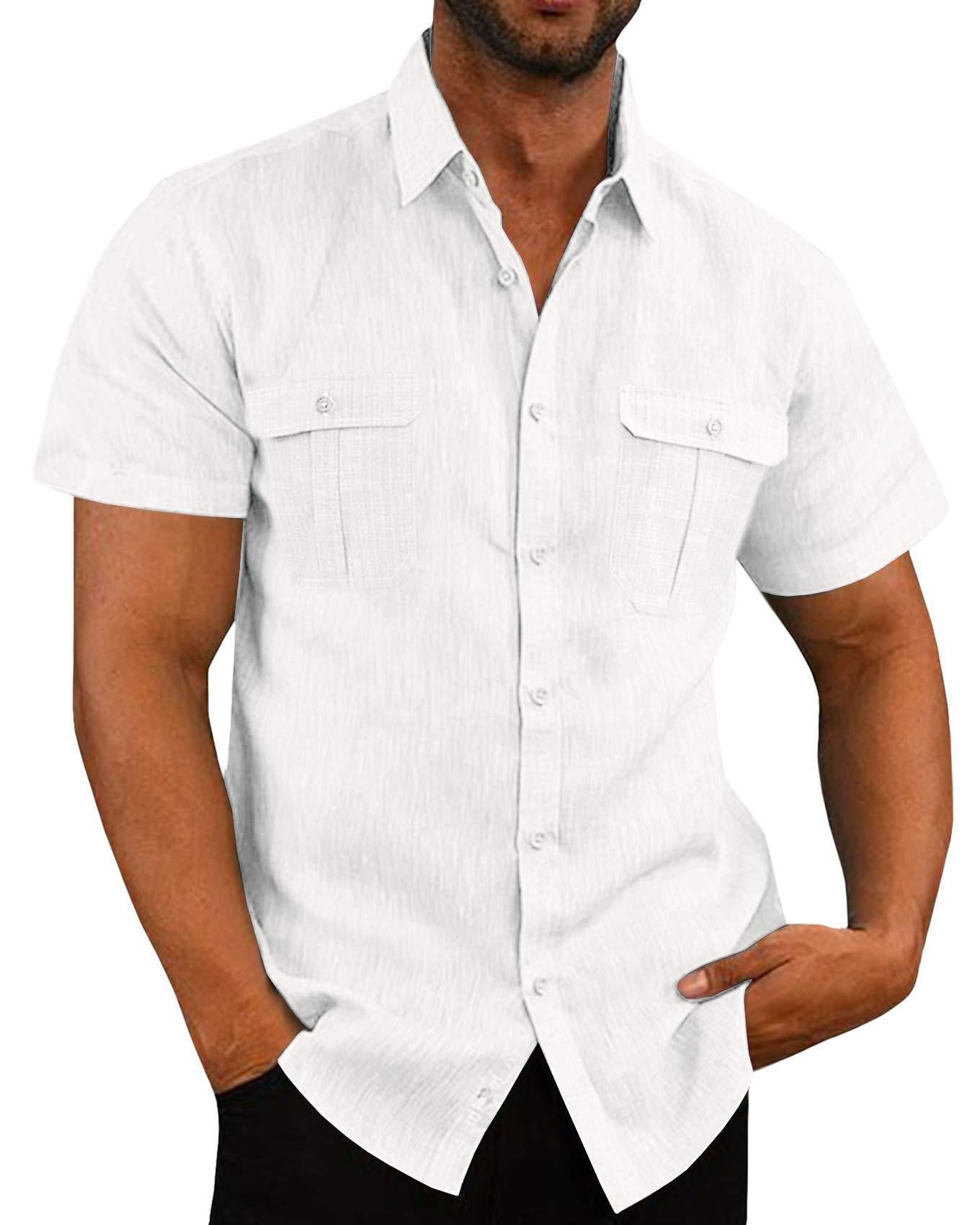 Men's Short-Sleeved Shirt Practical with Chest Pocket