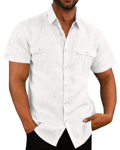 Men's Short-Sleeved Shirt Practical with Chest Pocket