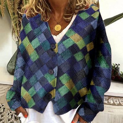 Stylish Women's Jacket V-Neck Button Closure