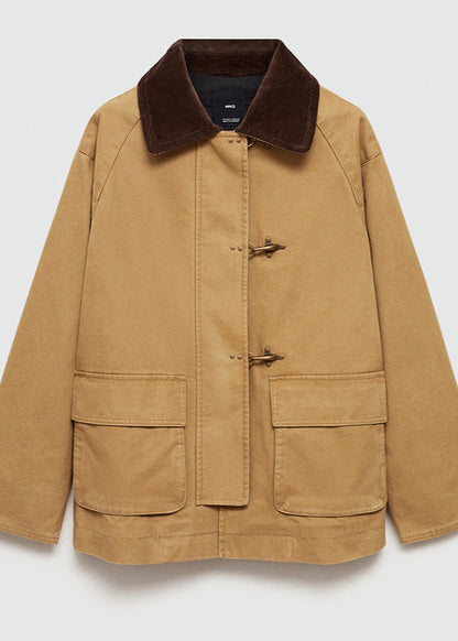 Men's Canvas Jacket Corduroy Collar