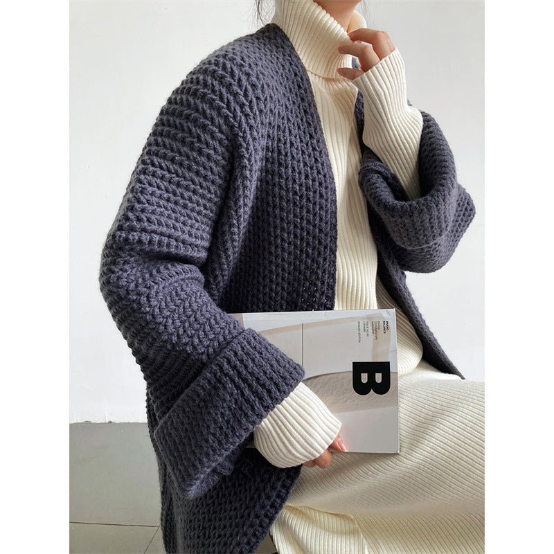 Women's Long Elegant Cardigan with Pockets
