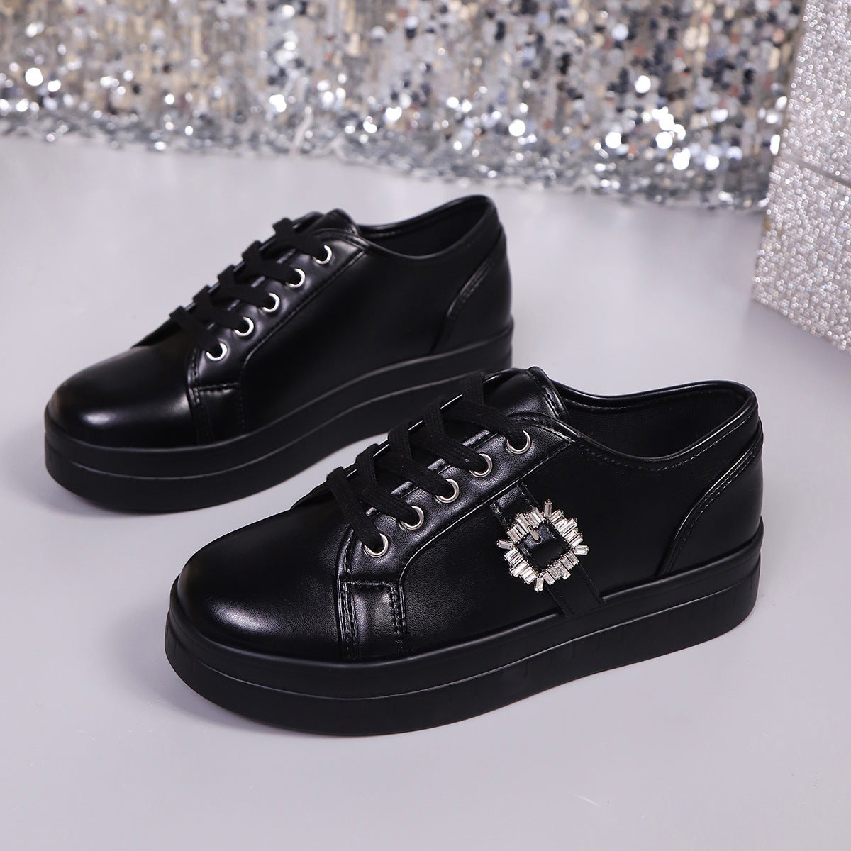 Damen Plateauschuhe Glitzer Kristall Design Schuhe - IdealeKleiden