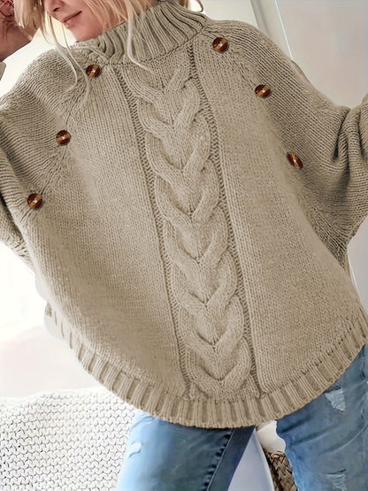 Women's Chunky Knit High-Neck Sweater Elegant