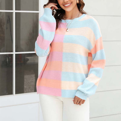 Colorful Knitted Sweater Modern Striped