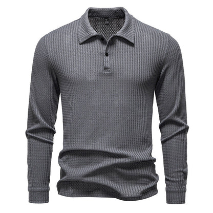 Men's Long-Sleeve Structured Elegant Polo Shirt