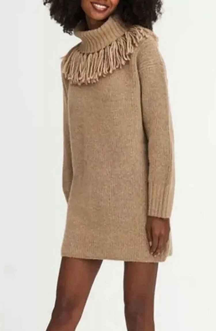 Women's Knitted Dress Elegant Design With Turtleneck