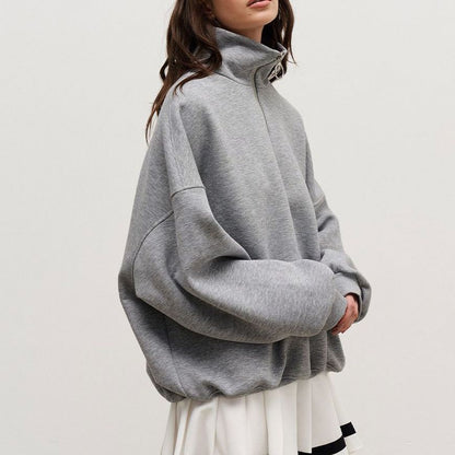 Damen Pullover Modern Reißverschluss Hochkragen - IdealeKleiden