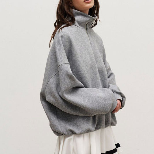 Damen Pullover Modern Reißverschluss Hochkragen - IdealeKleiden