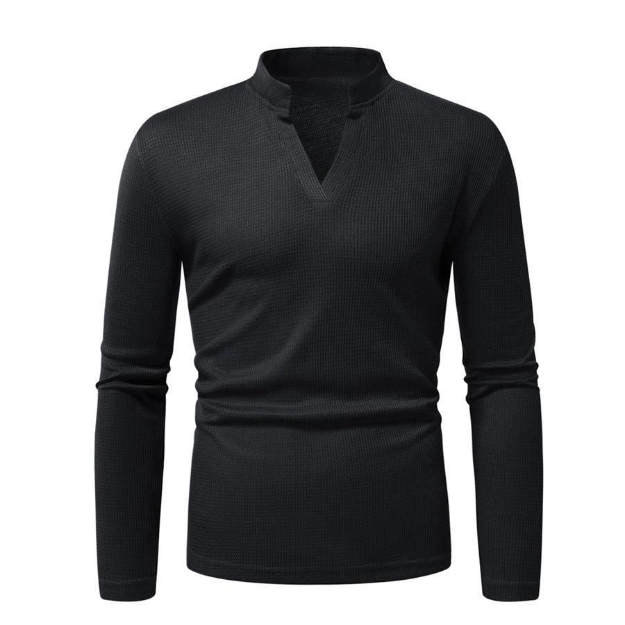 Men's Long-Sleeve Shirt Modern Stand-Up Collar Structured