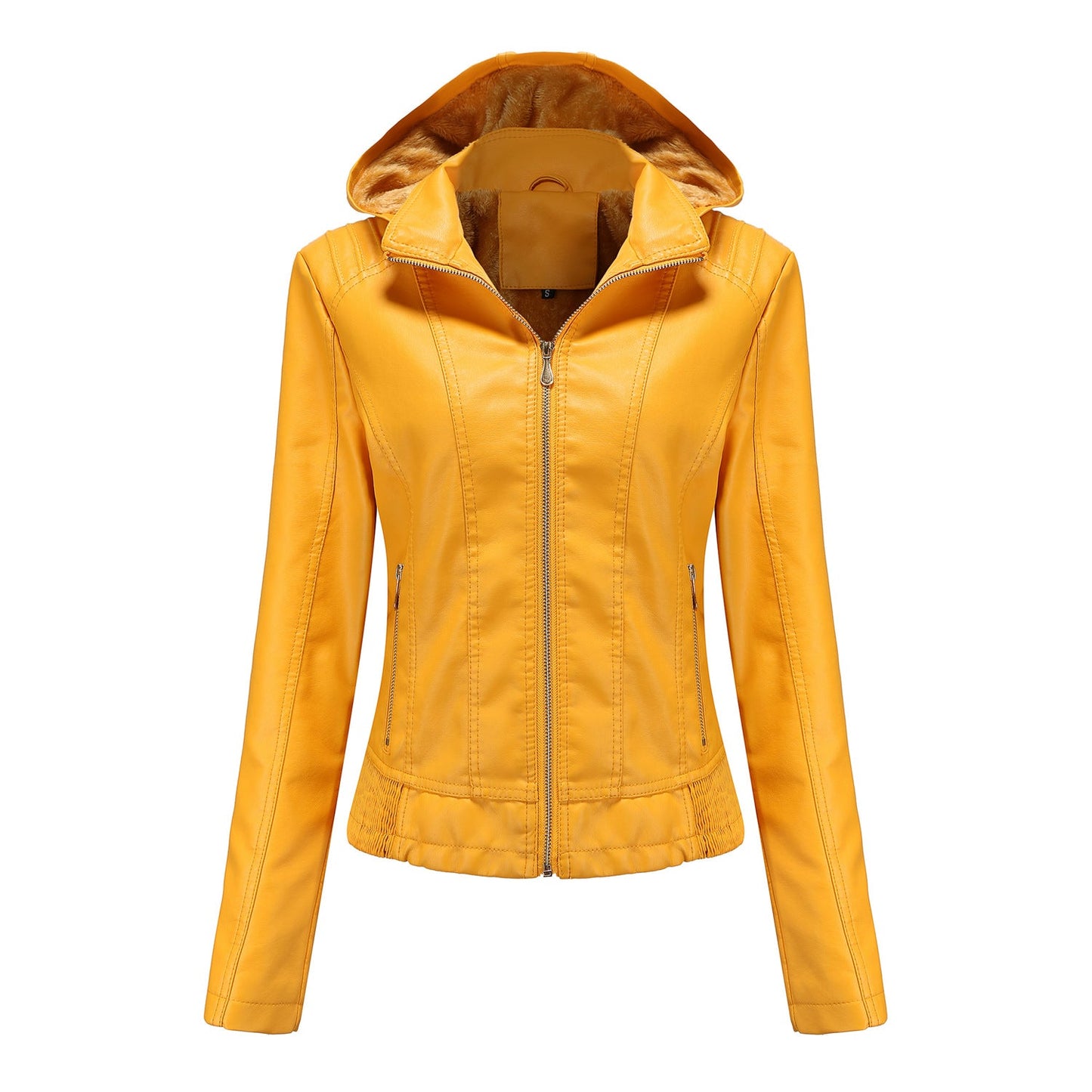 Women's Leather Jacket Elegant Cut With High Collar