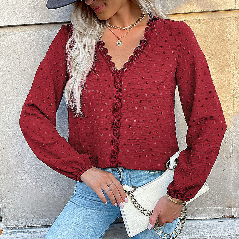 Ladies' Blouse Romantic Lace Elegant