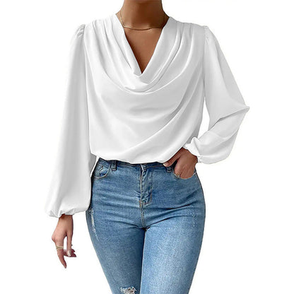 Elegant Women's Blouse Long-sleeved Asymmetrical Chic