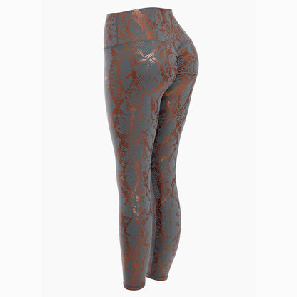 Women's Sports Leggings Snake Print High-Waisted