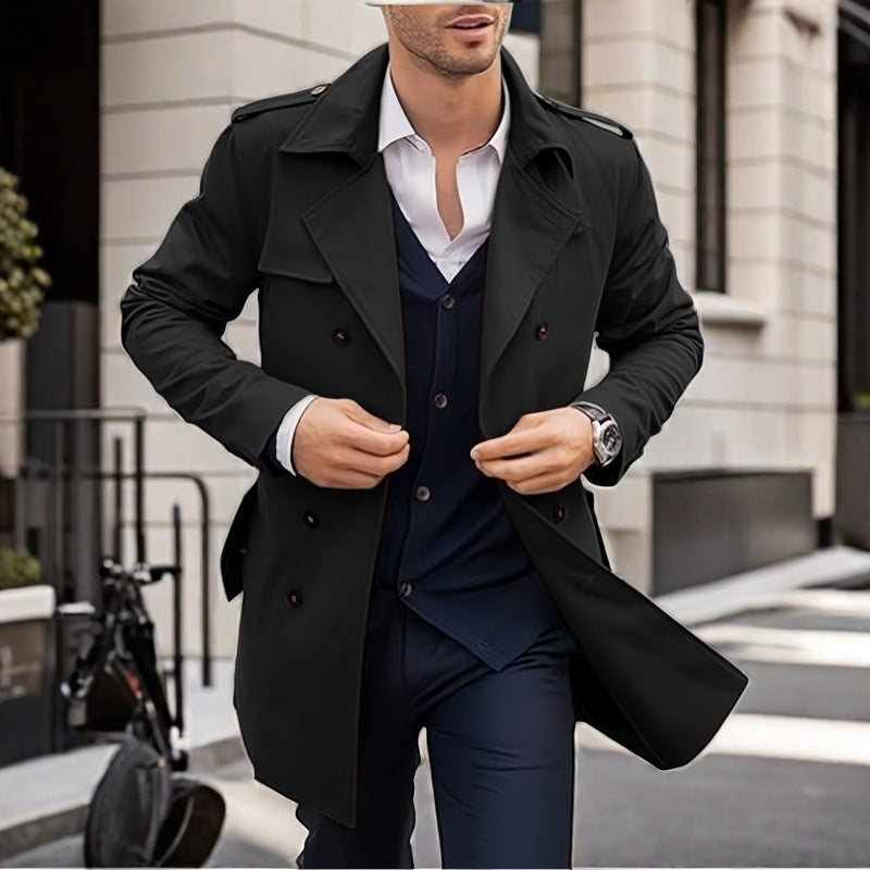Men's Classic Trench Coat With Pockets