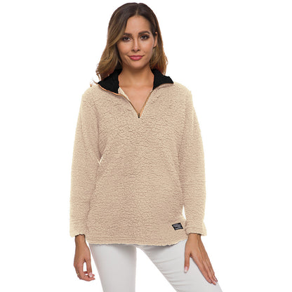 Women's Soft Fleece High-Neck Zipper Pullover