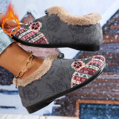 Women's Slippers Soft Fleece Floral Pattern