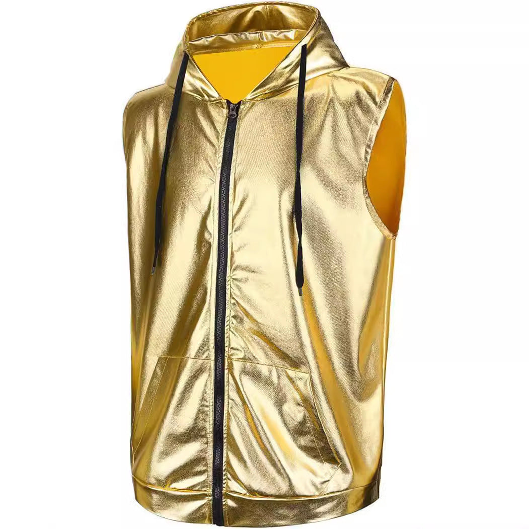 Men's Hooded Jacket Shiny Outer Material Practical