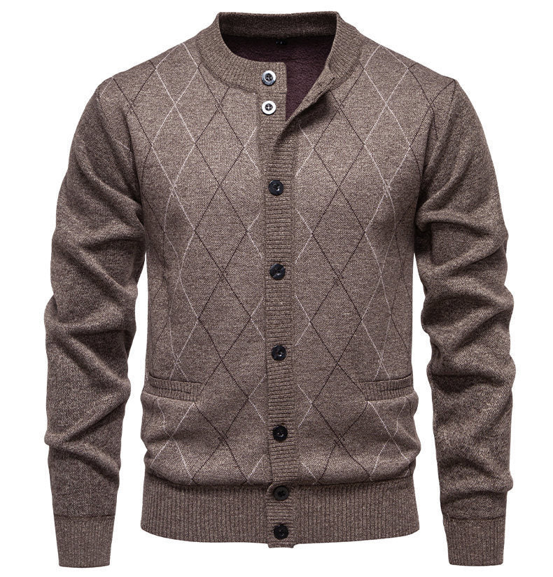 Men's Cardigan Modern Diamond Pattern Elegant