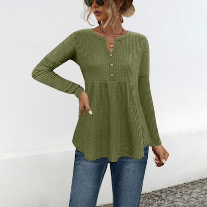 Women's Tunic Long Sleeve Elegant Ruffle Floral