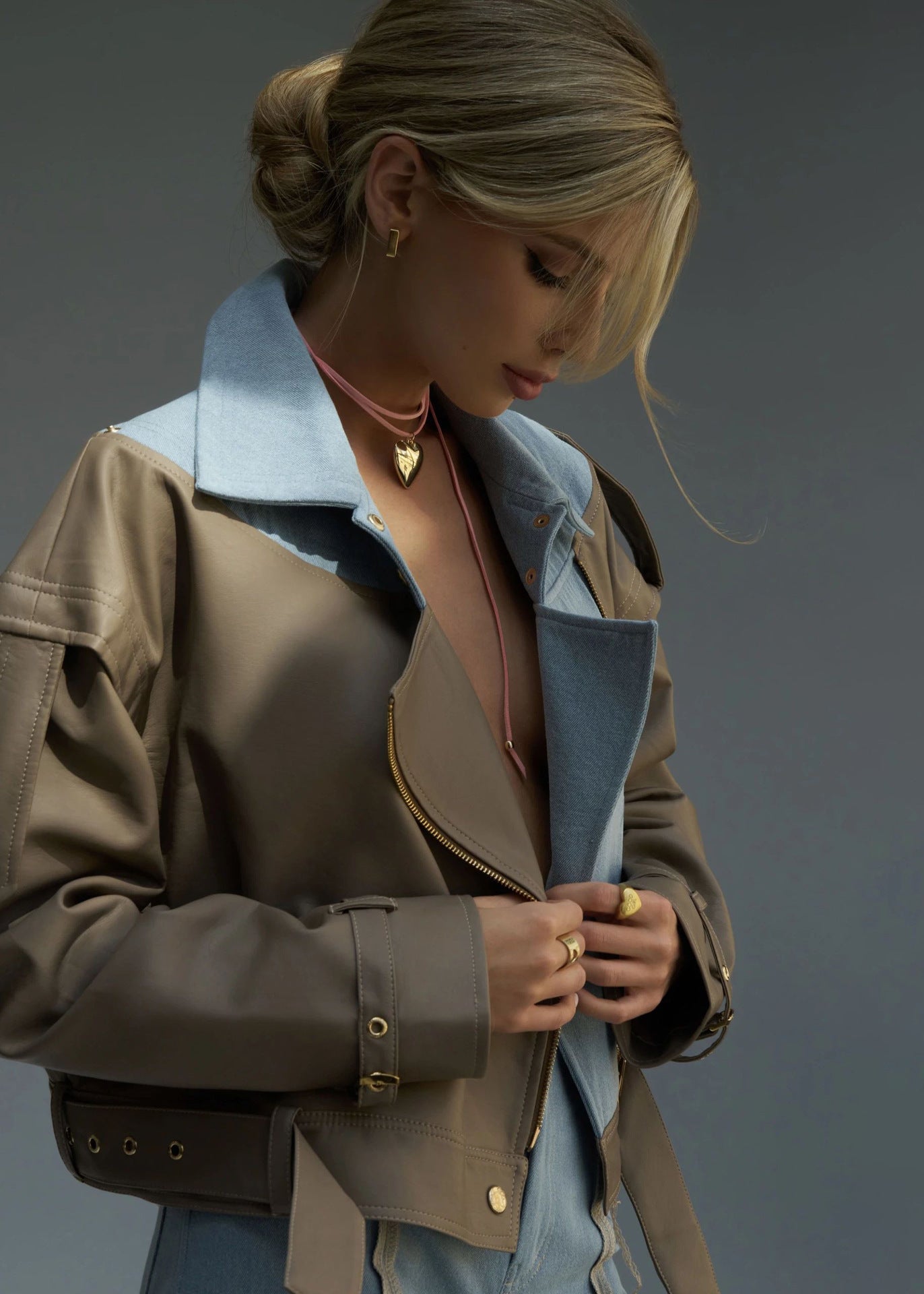 Stylish Two-Tone Modern Leather Jacket