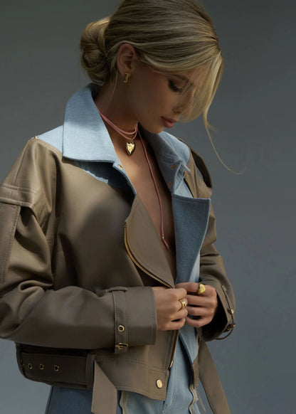 Stylish Two-Tone Modern Leather Jacket