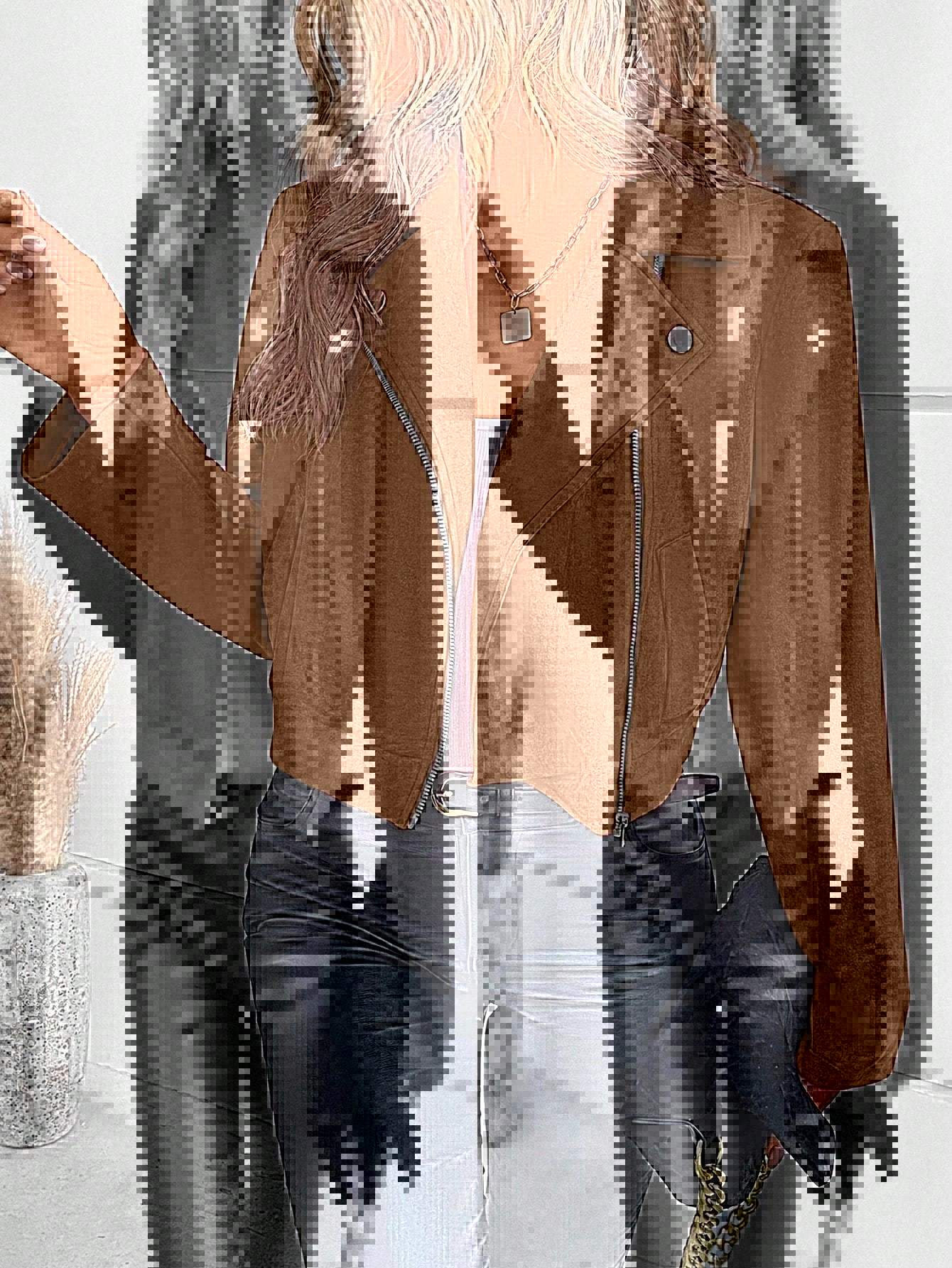 Women's Leather Biker Jacket Asymmetrical Elegant