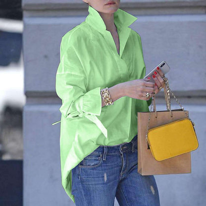 Women's Oversized Blouse Lace Tie Sleeves