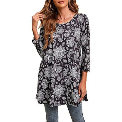 Women's Tunic Mandala Print Summer Dress Elegant