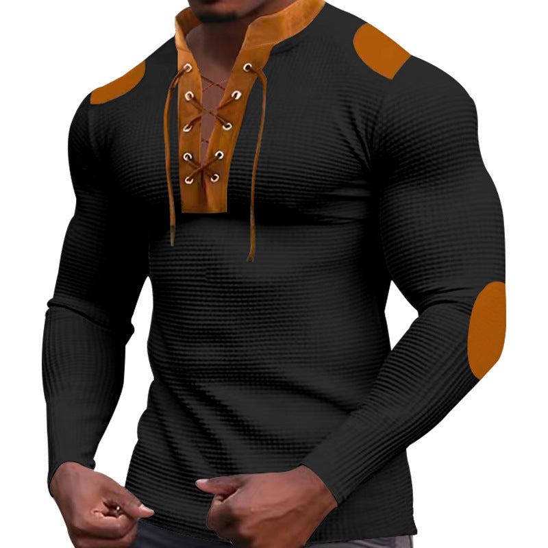 Men's Long-Sleeve Structured Modern Lace-Up Design
