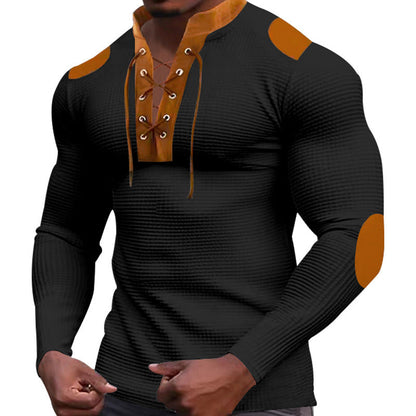 Men's Long-Sleeve Structured Modern Lace-Up Design
