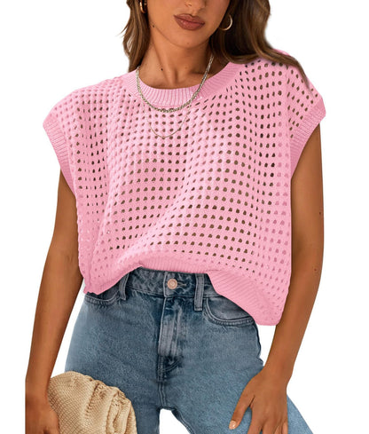 Women's Knitted Tank Top Airy Openwork Trendy