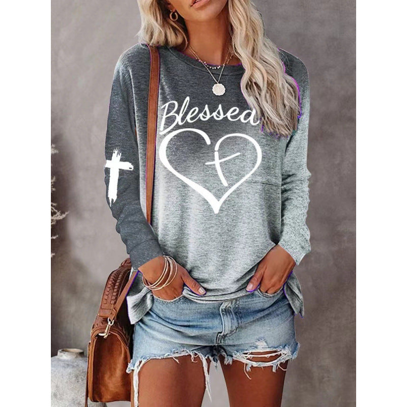 Comfortable Longsleeve Shirt Relaxed Fit Graphic Print