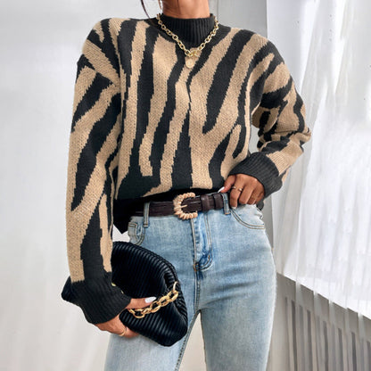 Knitted dress jacquard animal pattern relaxed fit