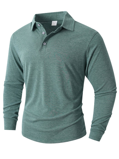 Men's Long-Sleeve Polo Shirt Modern Slim Fit