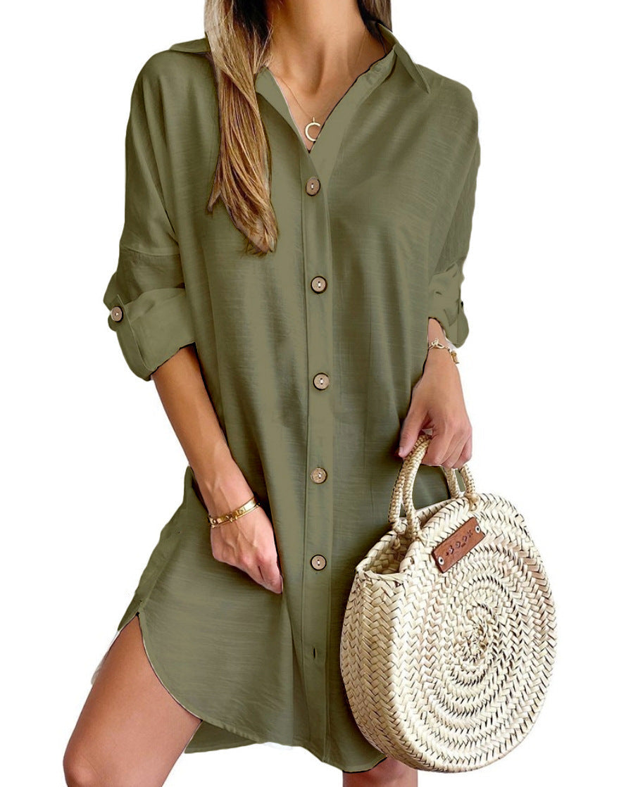 Women's Blouse Dress Elegant Button Details