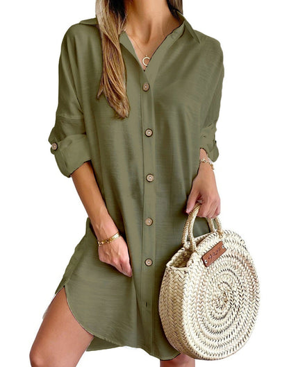 Women's Blouse Dress Elegant Button Details