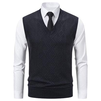 Herren Strickpullover V-Ausschnitt Struktur Optik