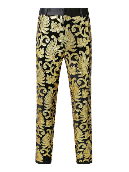 Men's Wedding Trousers Glitter Effect Floral Design