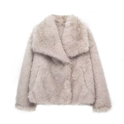 Faux Fur Jacket Elegant Warm Women